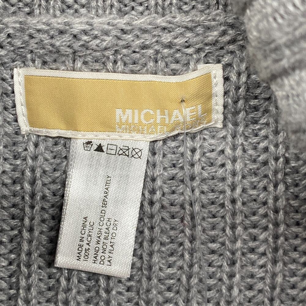 MICHAEL KORS Sweater OS Ribbed Poncho Oversized Turtleneck Asymmetric Gray NEW - Picture 5 of 11